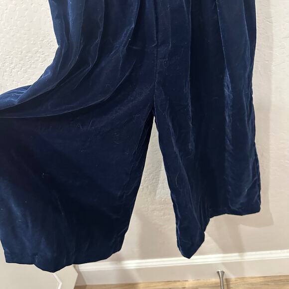 Janie and Jack Blue Velvet Faux Fur Collar Jumpsuit - Picture 4 of 9